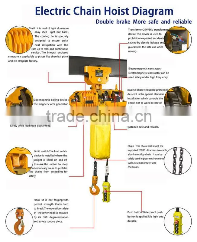 100m electric chain hoist 1phase 220v/110v electric chain hoist