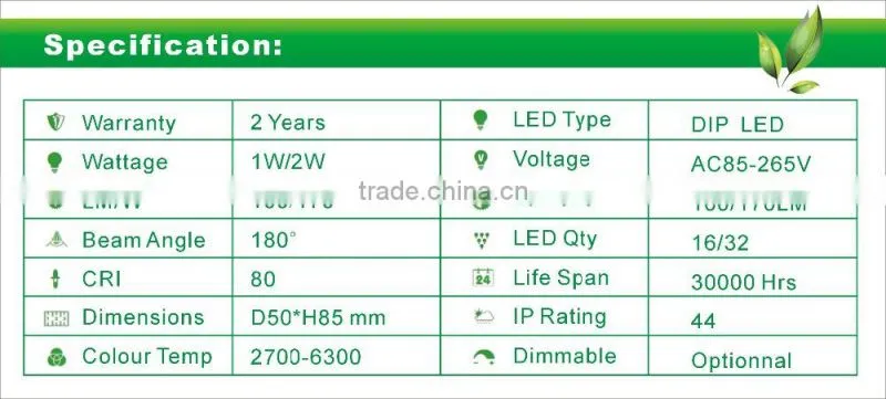 2016 China supplier home decor E27 B22 1W 2W 3W 5W indoor PIR sensor led light