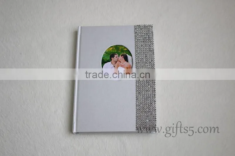 White wedding guest book with photo frame