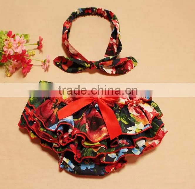 Foreign trade new baby pants collocation PP hair band two piece fashion cute Camellia