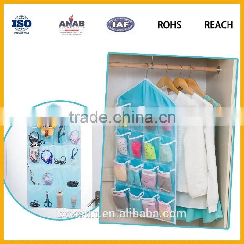PVC+Polyester 16 Pockets Over Door Cloth Shoe Organizer Hanging Hanger Closet Space Baby Shoe Storage Bag