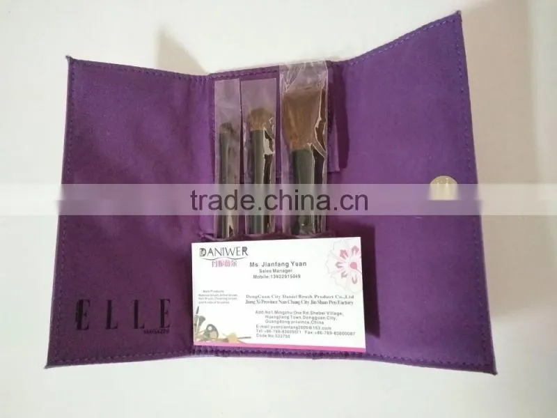 3pcs purple makeup brush set,best gift for girls,easy to carry for traval
