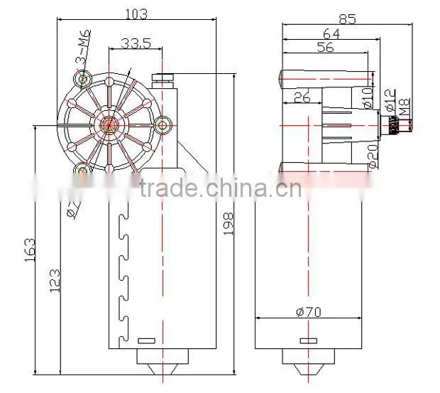 dc moto 12/24V 70W windshield wiper motor specification
