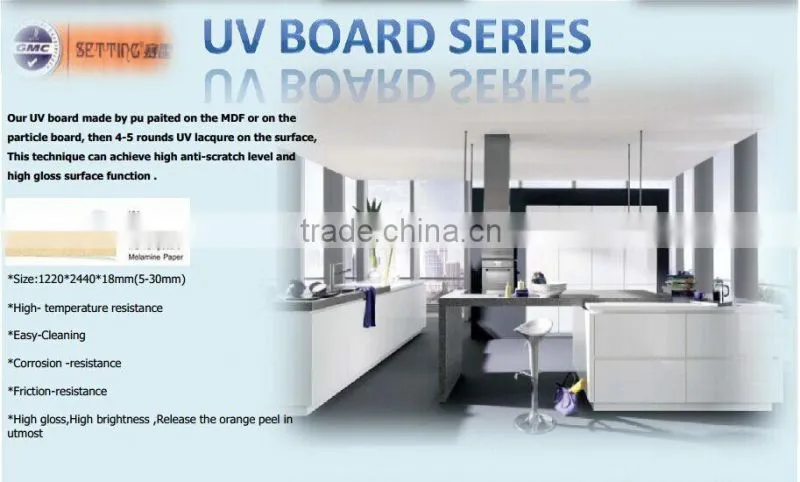 E1 Formaldehyde Emission Standards and First-Class Grade 9mm Popular Selling High Gloss UV Board UV MDF Board for Decoration
