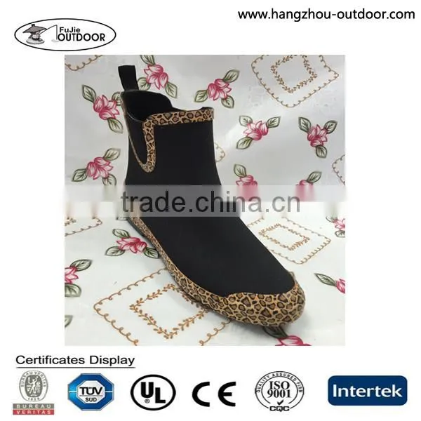 Ladies sexy leopard print high quality rubber boots