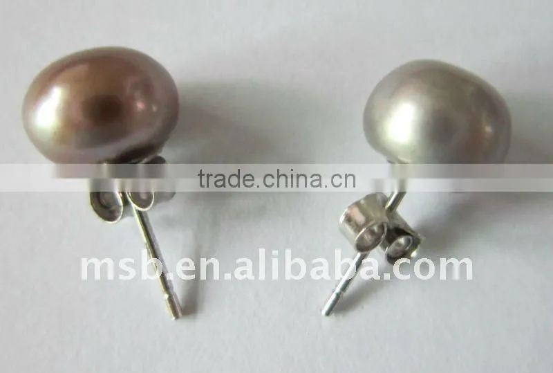 real/genuine oval shape pearl earrings