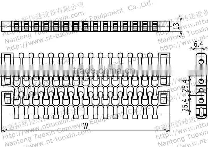 TR2400 Radius Flush Grid Plastic Conveyor Belt, Modular Belting