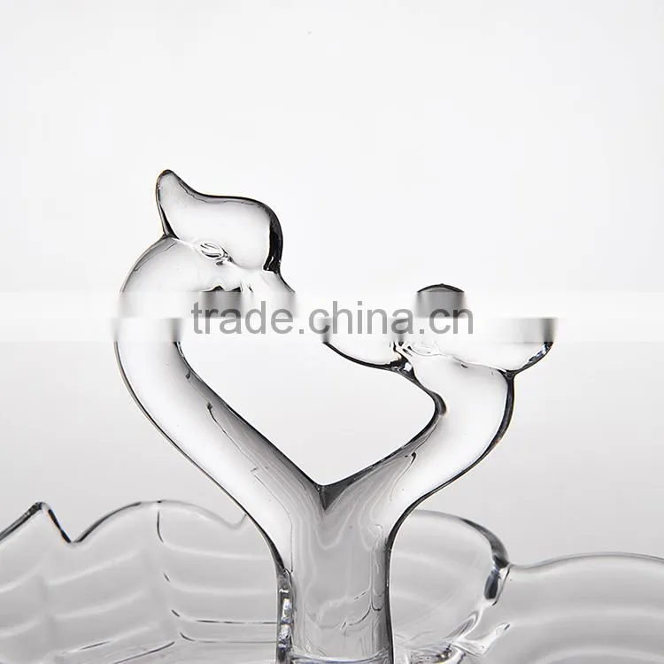 Swan shaped glass plate for candy,snacks,or home decoration,crystal glassware