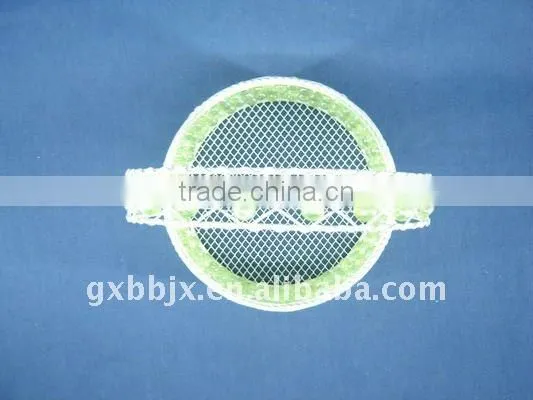 Round white wire decorative with green pearl vegetable storage basket