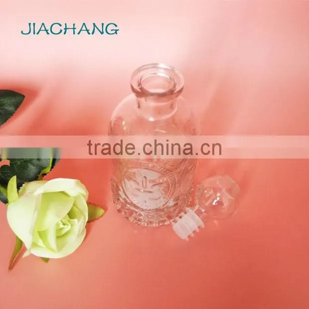 glass rum liquior alcohol wine bottle with sealing glass cap
