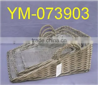 Unique Willow Flower Basket with Long Handle