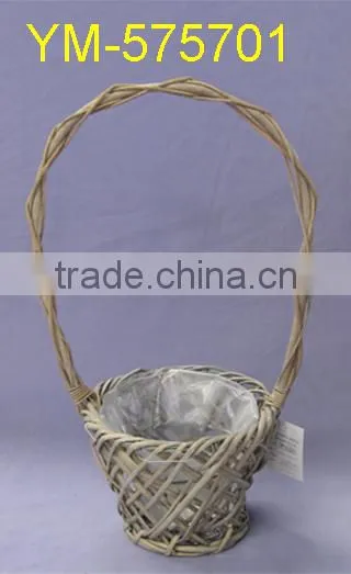 good selling White Round Willow Basket With Handle