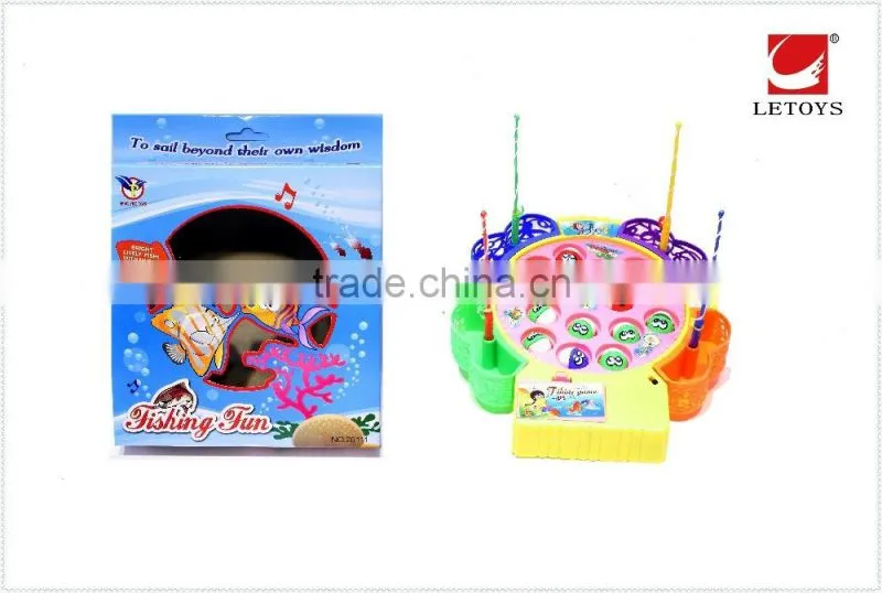wholesale kids battery operated musical plastic fishing game wtih 15 small fish