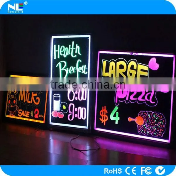 Tempered glass LED writing board Illuminated LED message board Semi-outdoor LED advertising board