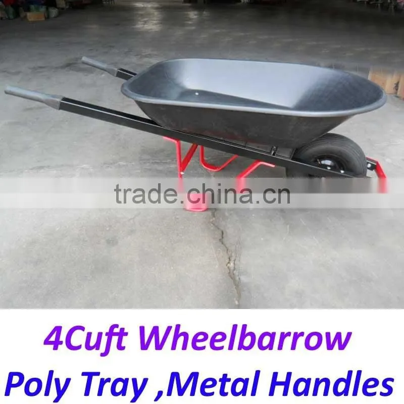 America 4Cuft Poly Tray Metal Handles Wheelbarrow for Gardenning