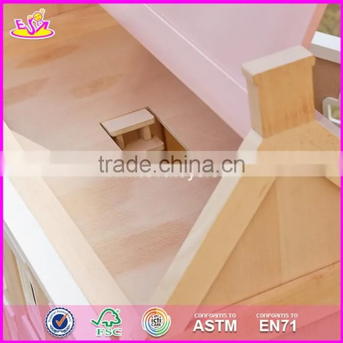 2017 New design lovely wooden girls dollhouse for sale W06A237