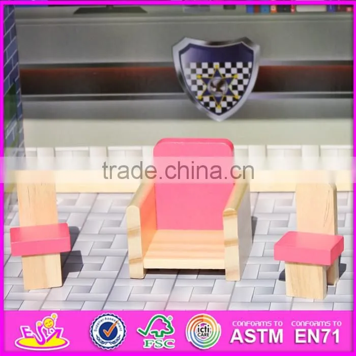 2016 Hot sale baby wooden model doll house,pretend toy kids wooden model doll house W06A138