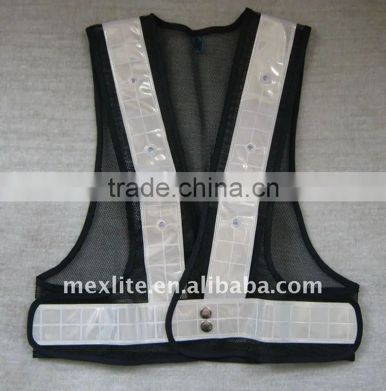 Reflective Led Lighted Flashing Police Safety Vest With Velcro EN471 High Visibility
