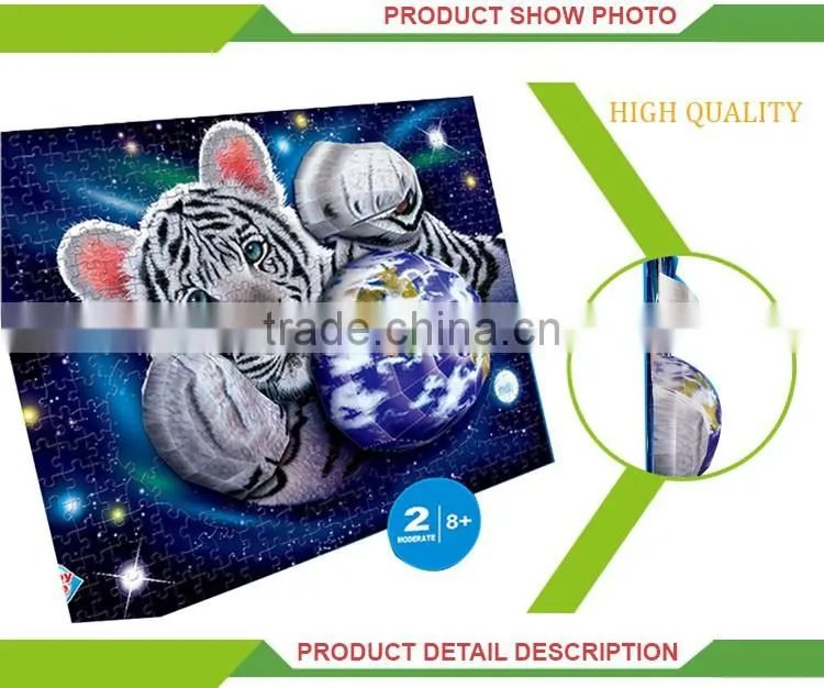 Hot selling 3D white tiger cardboard 3d animal puzzle