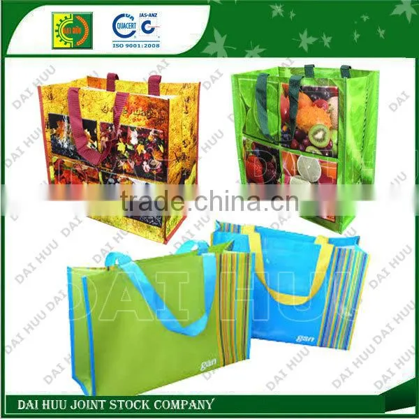 Colorful woven shopping bag with BOPP
