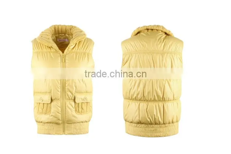 Good Quality Fitted Coats Vest For Young Ladies&khaki Yellow Vest Winter 2016