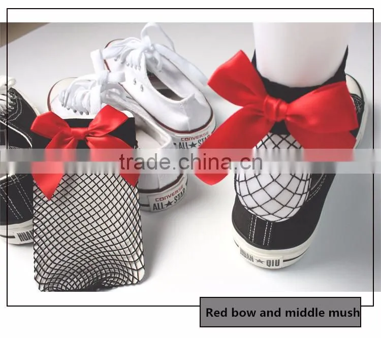 High Quality Fashion New Arrival Women Sexy Fishnet Socks/ fishnet socks with colorful bow tie