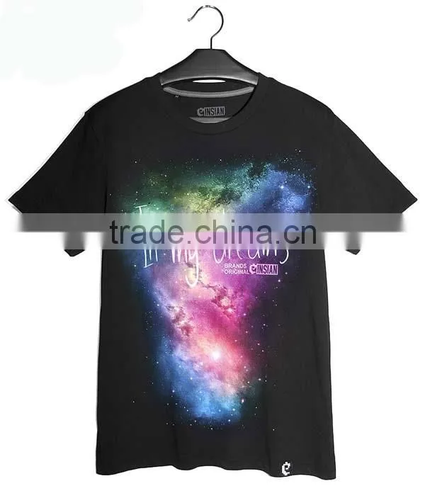 2015 Latest Mass Production Custom Printed Galaxy T-shirts