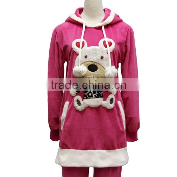 wholesale fashion new design winter comfortable velvet cheap woman funny pajamas