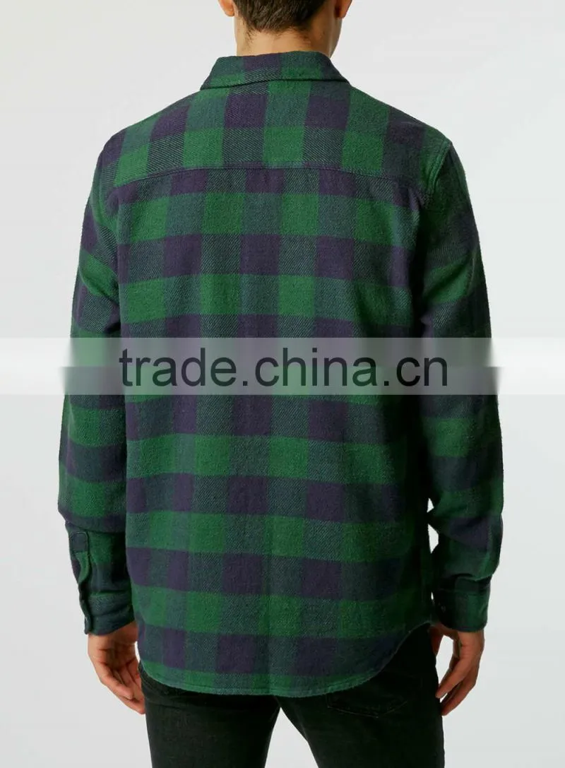 mens flannel plaid shirt casual dress 100%cotton shirts