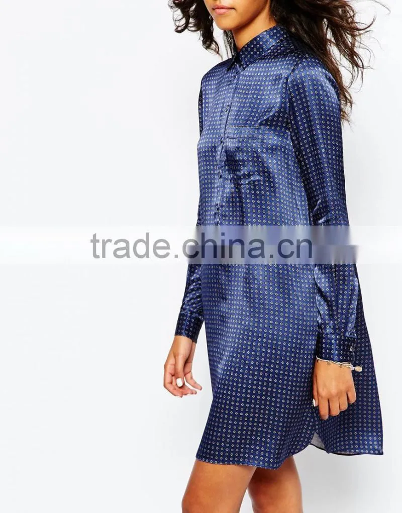 Relaxed fit point collar point collar print pajama fashion lady pajama