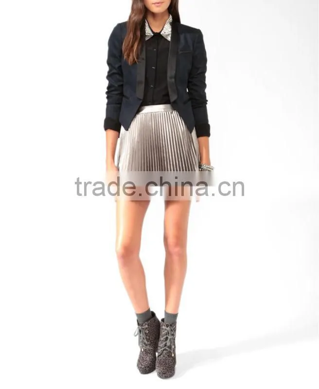 Sueded Contrast Trimmed Blazer