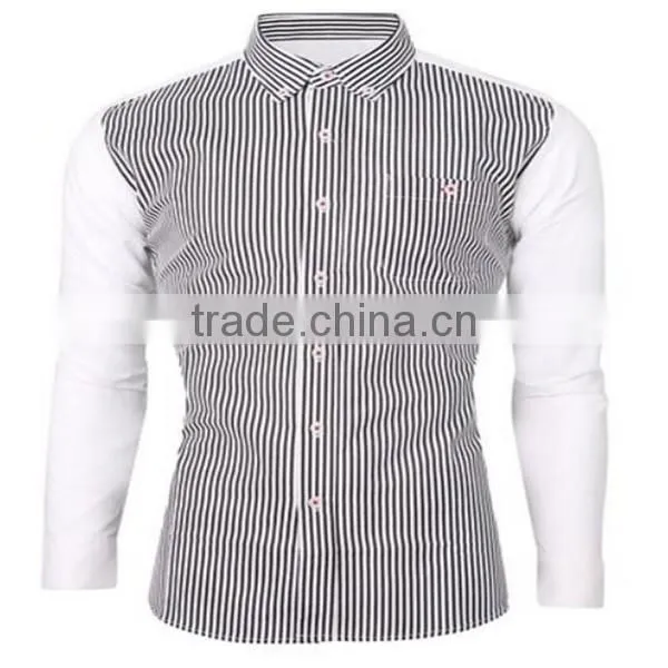 2016 new wholesale Stylish Vertical Stripes Long Sleeve Button Down custom mens casual dress shirts