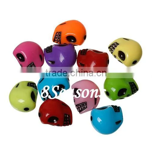 Mixed Halloween Skull Acrylic Spacer Beads 13mm x 9mm