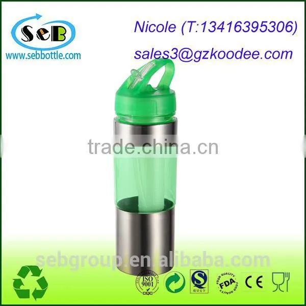 Ice Sticker Plastic Sport Water Bottle, Flip Straw Lid