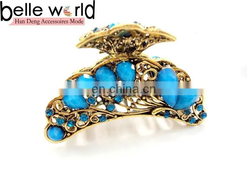 Europen Retro Metal Rhinestone Jewel Hair Claw Clip