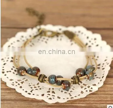 Diy Folk Style Hand Chain Fashion Handmade Ethnic Ceramic Woven Bead Colorful Gem Jewelry Classic Bracelet Gift