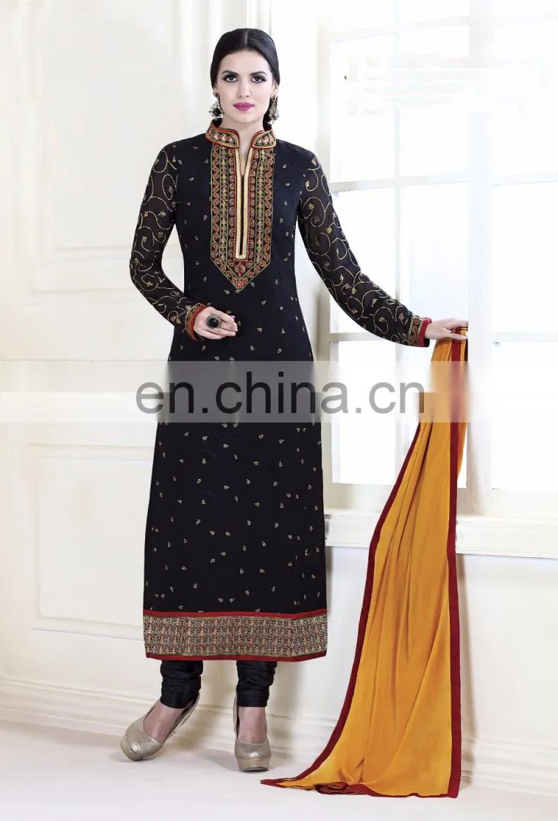 Sea Green Colored Faux Georgette Indian Traditional Wear Suit.