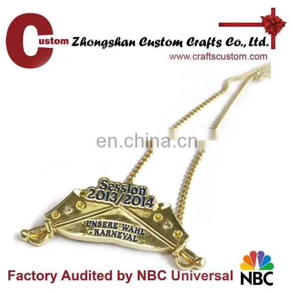 Custom beautiful sword and letter pendant alloy gold plated charm pendant