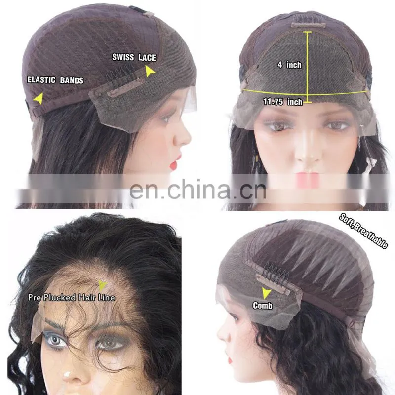 Best Quality 180%Density Unprocessed Cheap Brazilian Front Lace Wig 100 percent human hair wigs