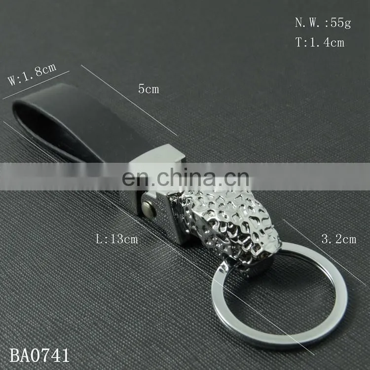 High Quality Leopard Head Shaped Personalized Metal Leather Key Chains