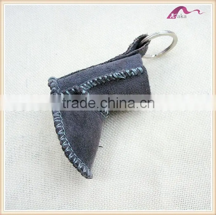 Custom Handmade Leather Snow Boots Shoes Shape Keychain