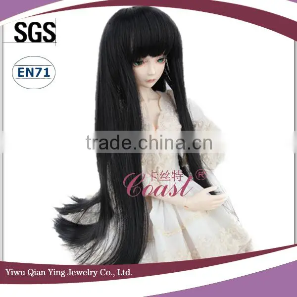 Long natural straight black doll hair wigs