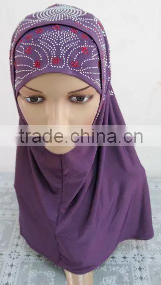 A226 Fashion 2015 beaded two piece muslim hijab
