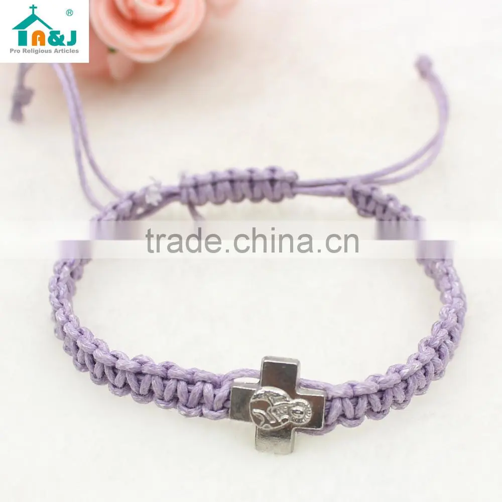 Saints knotted cord bracelet