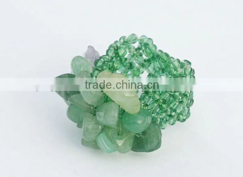 Hematite Chip stone Stretch Seed Glass beads Ring