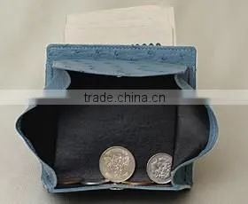 2016 lovely color ostrich skin leather folding coin case coin pouch slim coin purse
