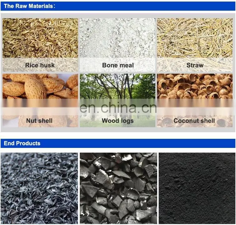 Sale Horizontal Rotary Smokeless Wood Sawdust Biomass Charcoal Coal Air Flow Continuous Carbonization Furnace