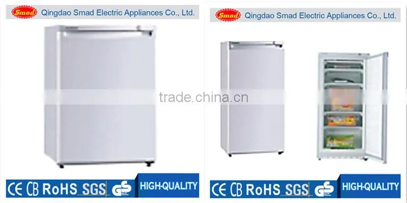 Top open sliding glass door chest freezer with two compartments