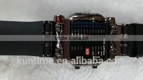 Hot New Products For 2014 Men's LED Lattice Display Black Rubber Band Wrist Watch