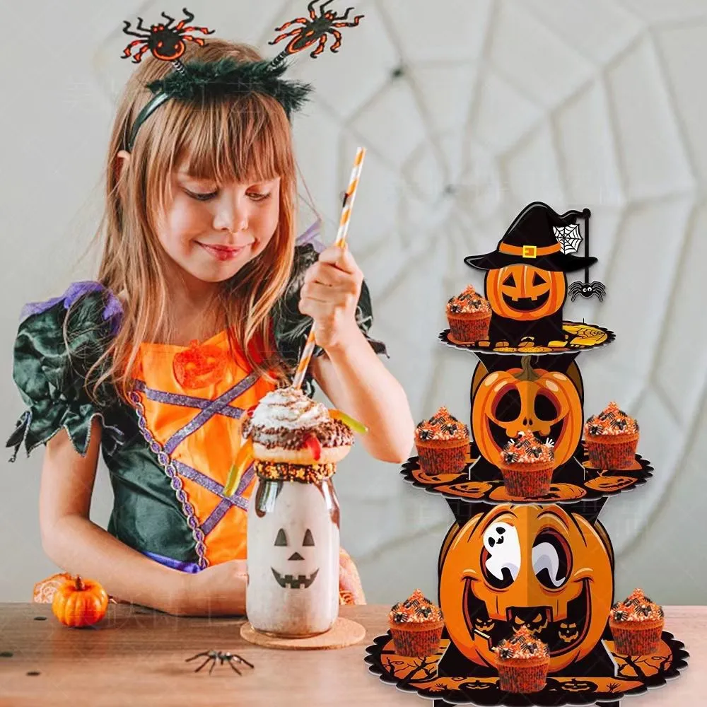 Halloween decoration cake stand disposable multi-layer paper cake tray for party decorations (2)